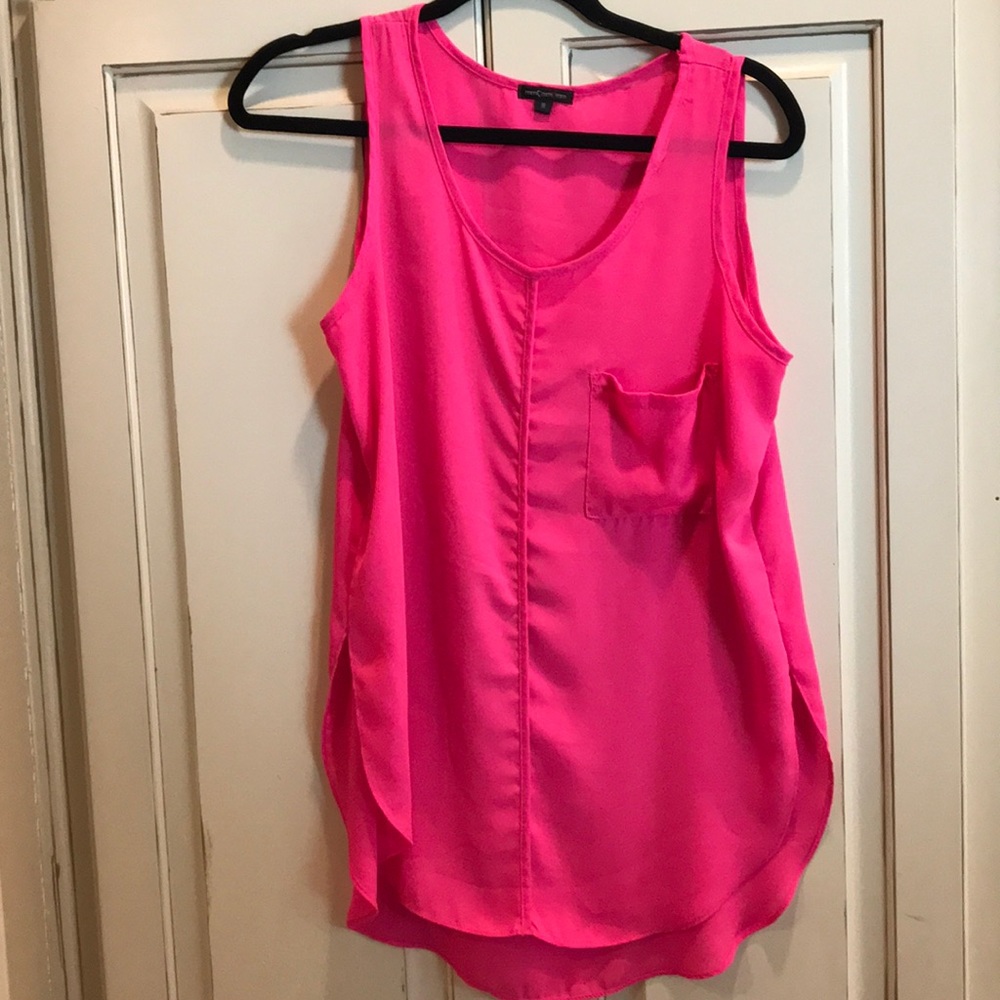 Hot pink chiffon shirt Medium